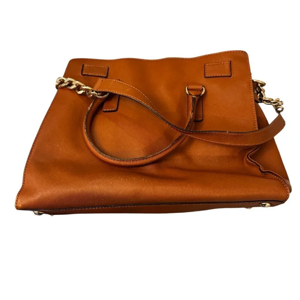 Michael Kors Hamilton Leather Tote Shoulder Bag – Cognac Brown